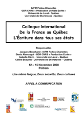 « L’écriture dans tous ses états » : Appel à communication