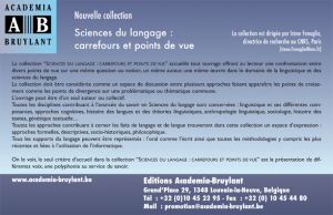 Nouvelle collection “Sciences du langage : carrefours et points de vue”