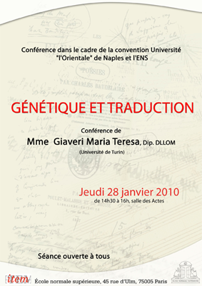 Maria Teresa Giaveri, « Génétique et Traduction »