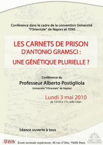 Alberto Postigliola : « Les carnets de Prison d’Antonio Gramsci : Une génétique plurielle? »