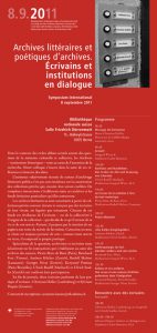 Symposium international : Archives littéraires et poétiques d’archives. Écrivains et institutions en dialogue