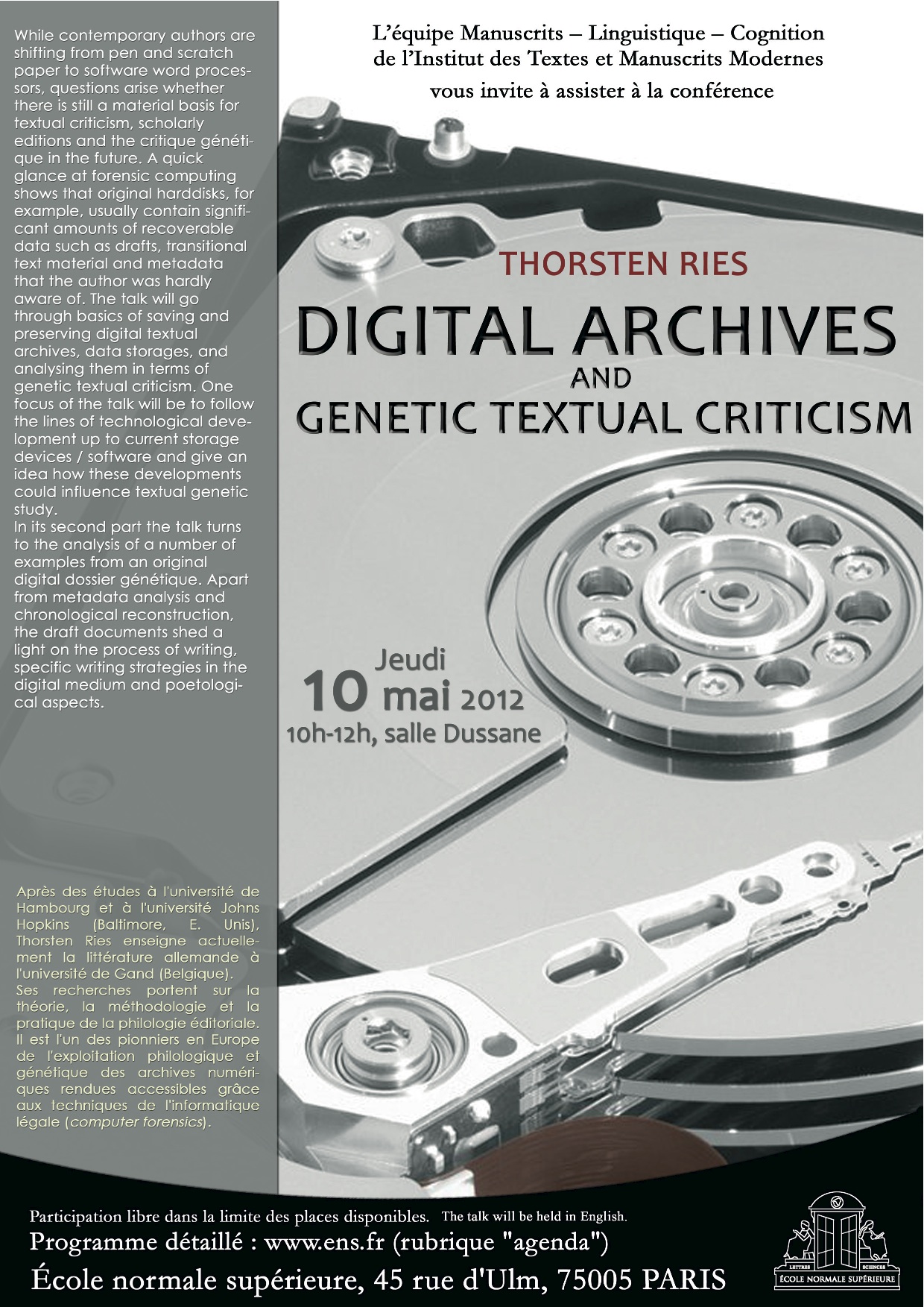 Thorsten Ries : Digital Archives and Genetic Textual Criticism