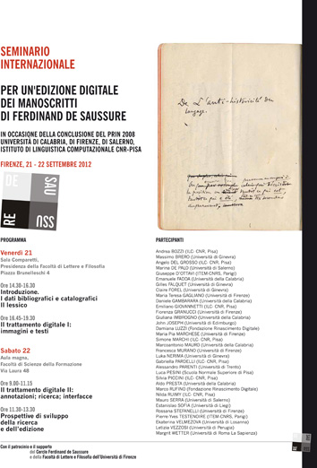 Per un’edizione digitale dei manoscritti di Ferdinand de Saussure