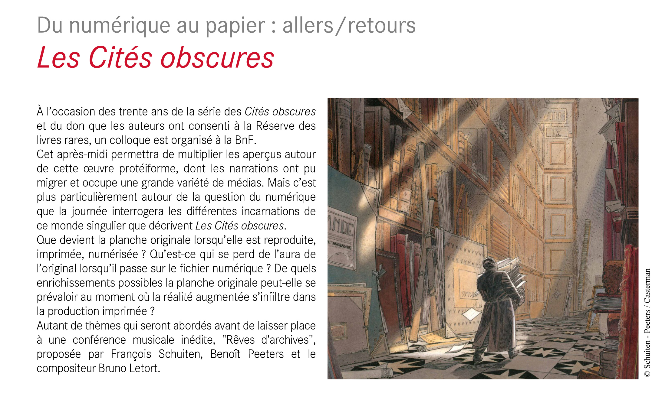 Du numérique au papier : allers/retours. Les Cités obscures