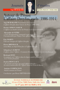 Journée d’étude  » Autour de Proust : L’affaire Dreyfus, coda (1906-1914) »