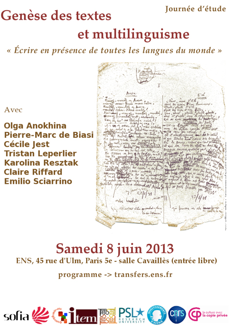 Genèse des textes et multilinguisme : « Ecrire en présence de toutes les langues du monde »