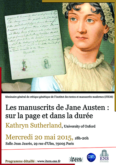 Séminaire général de l’ITEM. Kathryn Sutherland, « Les manuscrits de Jane Austen : sur la page et dans la durée »