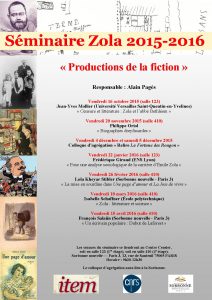 Séminaire Zola 2015 – 2016 – « Productions de la fiction »