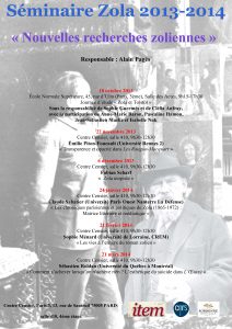 Zola. « Nouvelles recherches zoliennes » / 2013 – 2014