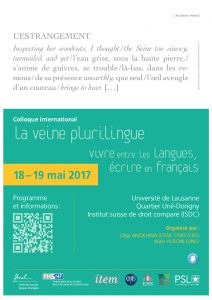 La Veine plurilingue: vivre entre les langues, écrire en français