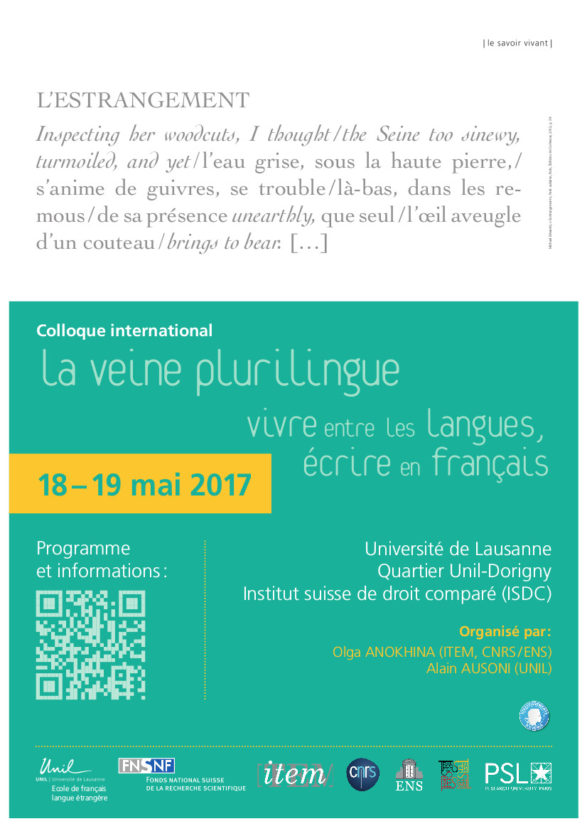 La Veine plurilingue: vivre entre les langues, écrire en français