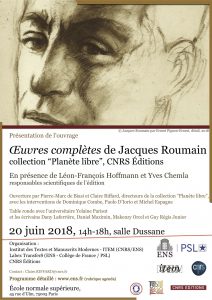 Présentation des Œuvres complètes de Jacques Roumain, 20 juin 2018, ENS Paris