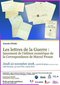Les lettres de la Guerre : lancement de l’édition numérique de la Correspondance de Proust