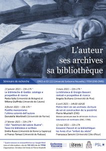 L’auteur, ses archives, sa bibliothèque /2021