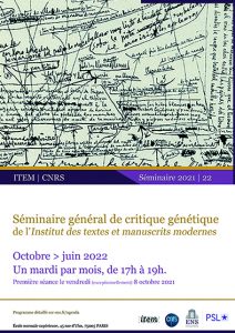 Séminaire général de critique génétique / 2021-2022