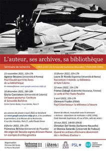 L’auteur, ses archives, sa bibliothèque /2021-2022