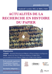 Actualités de la recherche en histoire du papier