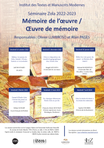 Séminaire Zola – Mémoire de l’œuvre / Œuvre de mémoire / 2022-2023