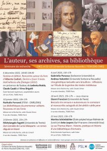 L’auteur, ses archives, sa bibliothèque / 2022-2023