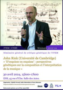 John Rink (Université de Cambridge), « ‘D’esquisse en esquisse’ : perspectives génétiques sur la composition et l’interprétation de la musique »