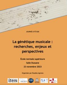 [Demi journée d’étude] « La génétique musicale : recherches, enjeux et perspectives »
