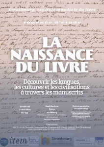 La journée d’étude  « La naissance du livre. Découvrir les langues, les cultures et les civilisations à travers les manuscrits »