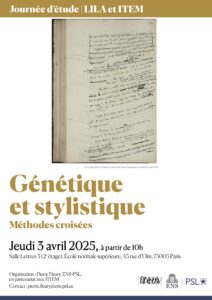 Journée d’étude : Génétique et stylistique. Méthodes croisées