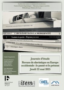 Journée d’étude Revues de slavistique en Europe occidentale : le passé et le présent
