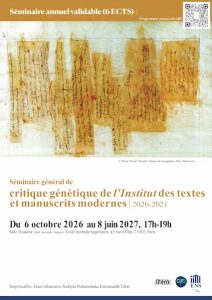 Séminaire général de critique génétique / 2026-2027